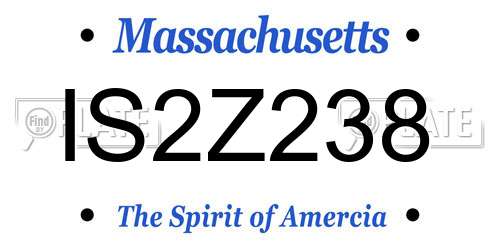 IS2Z238 Massachusetts License Plate