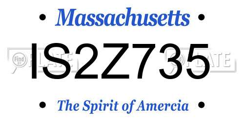 IS2Z735 Massachusetts License Plate