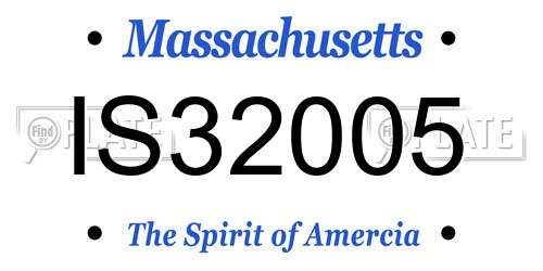IS32005 Massachusetts License Plate