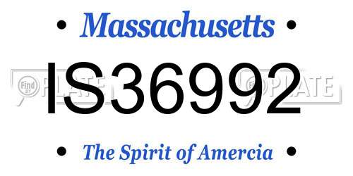 IS36992 Massachusetts License Plate