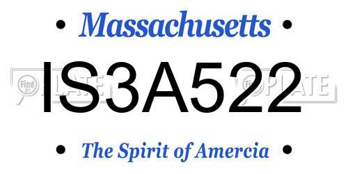 IS3A522 Massachusetts License Plate
