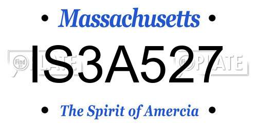 IS3A527 Massachusetts License Plate