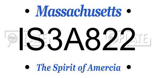 IS3A822 Massachusetts License Plate