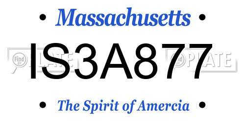 IS3A877 Massachusetts License Plate