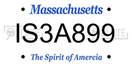 IS3A899 Massachusetts License Plate