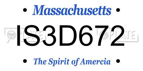 IS3D672 Massachusetts License Plate