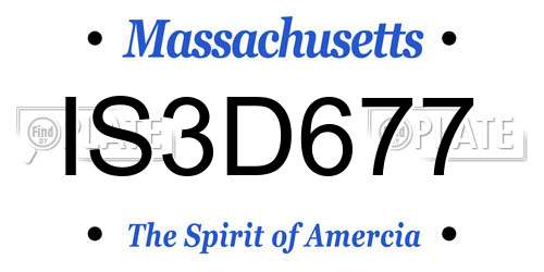 IS3D677 Massachusetts License Plate