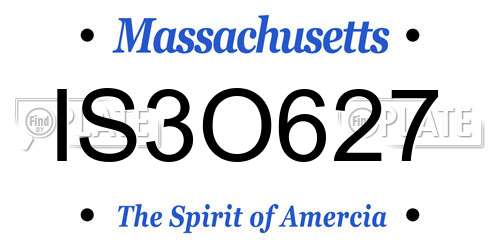 IS3O627 Massachusetts License Plate