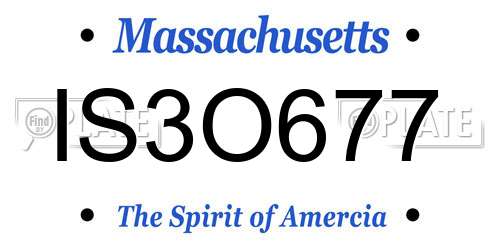 IS3O677 Massachusetts License Plate