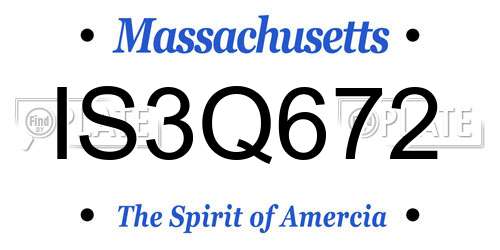 IS3Q672 Massachusetts License Plate