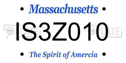IS3Z010 Massachusetts License Plate