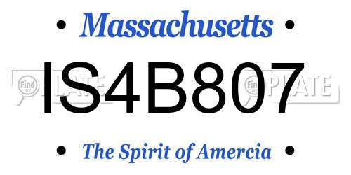 IS4B807 Massachusetts License Plate