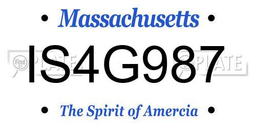 IS4G987 Massachusetts License Plate