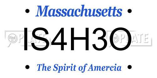 IS4H3O Massachusetts License Plate