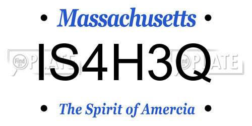 IS4H3Q Massachusetts License Plate