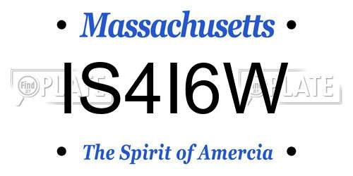IS4I6W Massachusetts License Plate