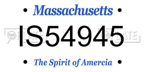 IS54945 Massachusetts License Plate