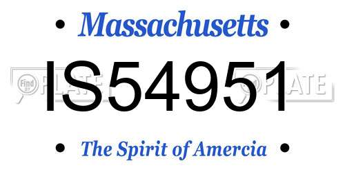 IS54951 Massachusetts License Plate
