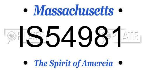 IS54981 Massachusetts License Plate