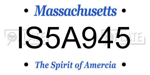 IS5A945 Massachusetts License Plate