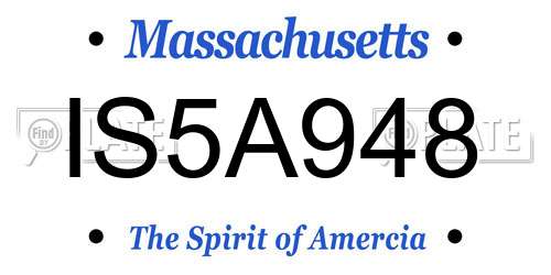 IS5A948 Massachusetts License Plate