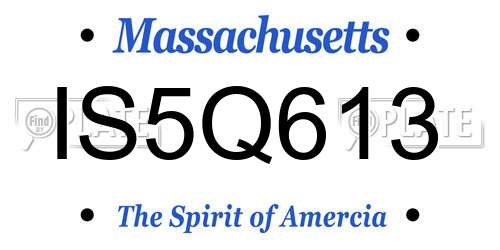 IS5Q613 Massachusetts License Plate