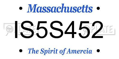 IS5S452 Massachusetts License Plate