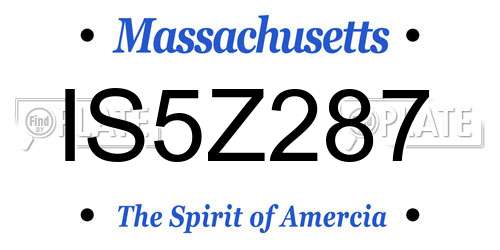 IS5Z287 Massachusetts License Plate