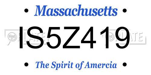 IS5Z419 Massachusetts License Plate