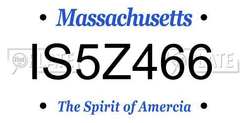 IS5Z466 Massachusetts License Plate