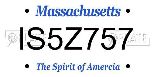 IS5Z757 Massachusetts License Plate