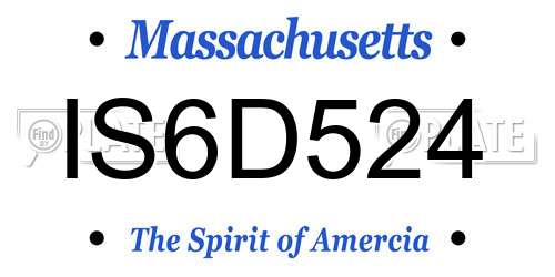 IS6D524 Massachusetts License Plate
