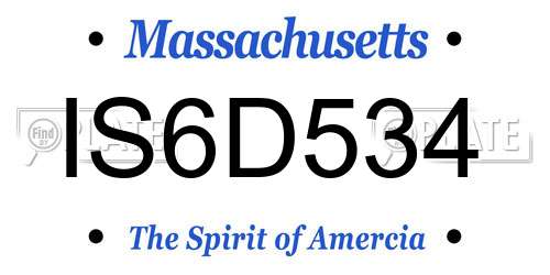IS6D534 Massachusetts License Plate