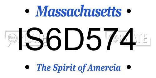 IS6D574 Massachusetts License Plate