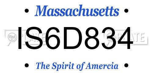 IS6D834 Massachusetts License Plate