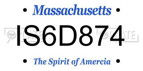 IS6D874 Massachusetts License Plate