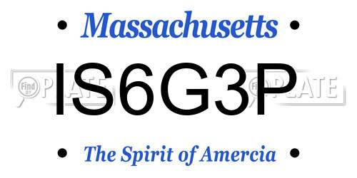IS6G3P Massachusetts License Plate