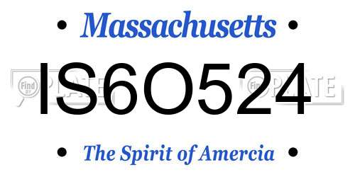 IS6O524 Massachusetts License Plate