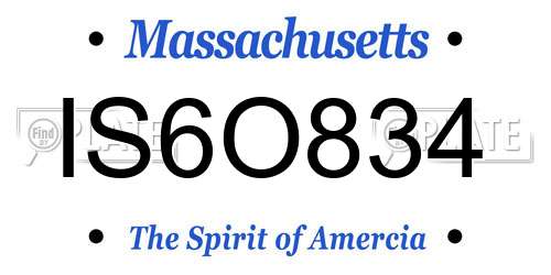 IS6O834 Massachusetts License Plate