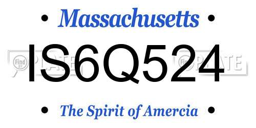 IS6Q524 Massachusetts License Plate