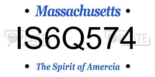 IS6Q574 Massachusetts License Plate