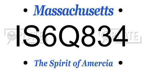 IS6Q834 Massachusetts License Plate