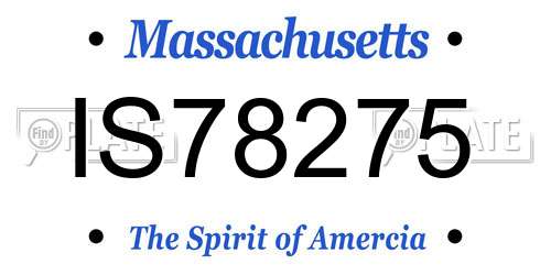 IS78275 Massachusetts License Plate