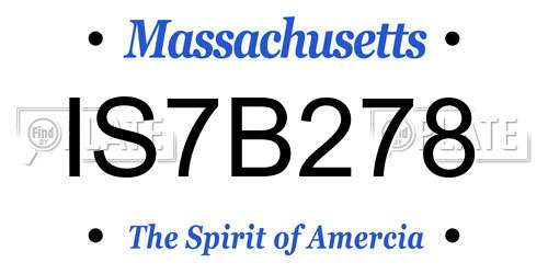 IS7B278 Massachusetts License Plate