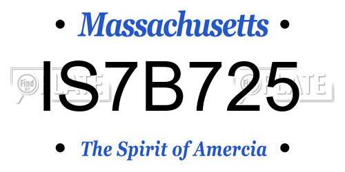 IS7B725 Massachusetts License Plate