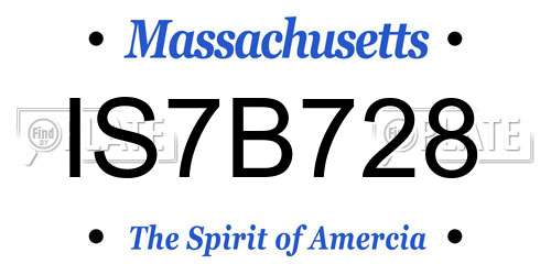 IS7B728 Massachusetts License Plate