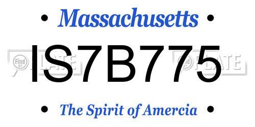 IS7B775 Massachusetts License Plate