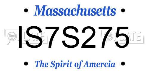 IS7S275 Massachusetts License Plate