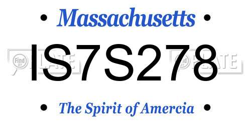 IS7S278 Massachusetts License Plate