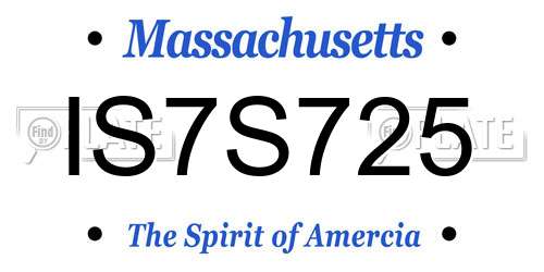 IS7S725 Massachusetts License Plate